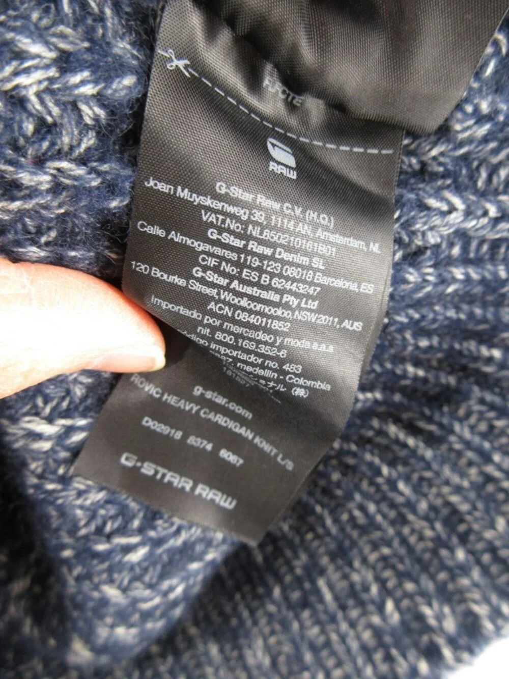 G Star Raw Sweater Small Wool Blend Cardigan Ribbed Chunky Heavy Thick